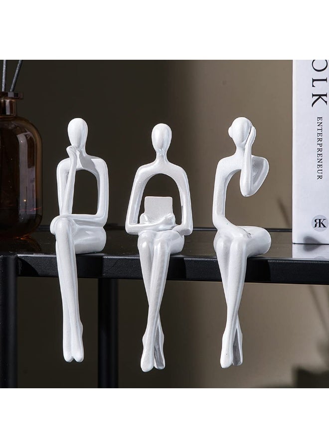 XINXUAN White Statue Home Decor - Modern Bookshelf & Desk Decor - 3 Piece Set - Image 1